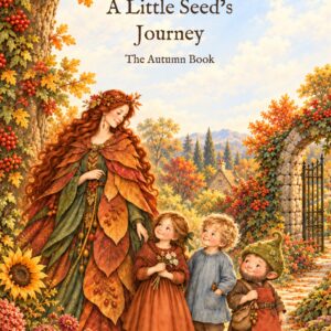 Cover of A Little Seed’s Journey: The Autumn Book by Melanie Patterson, showing Duchess Autumn and children in a golden garden.